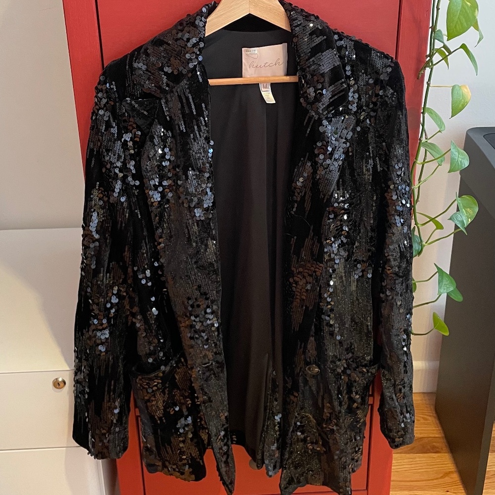 Black Sequin Blazer - image 1
